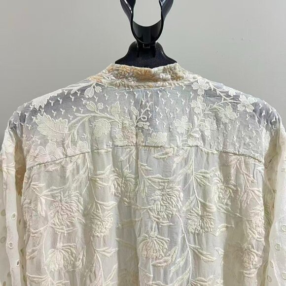 NWOT Johnny Was Kimono Embroidered Floral Jacket Coat Cream Ivory Size S - Picture 14 of 16